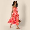 imageAmazon Essentials Womens RegularFit Empire Waisted Cotton Sateen Tiered Maxi DressOrange Pastel Lilac Roses Big