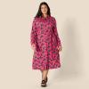 imageAmazon Essentials Womens RegularFit Matte Jersey Midi Length DressHot Pink Leafy Floral Ditsy
