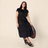 imageAmazon Essentials Womens RelaxedFit Cotton Sateen Crewneck Tiered Midi DressBlack
