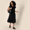 imageAmazon Essentials Womens RelaxedFit Cotton Sateen Crewneck Tiered Midi DressBlack