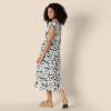 imageAmazon Essentials Womens RelaxedFit Cotton Sateen Crewneck Tiered Midi DressBlack Ivory Folk Floral