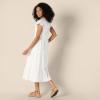 imageAmazon Essentials Womens RelaxedFit Cotton Sateen Crewneck Tiered Midi DressWhite