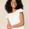 imageAmazon Essentials Womens RelaxedFit Cotton Sateen Crewneck Tiered Midi DressWhite