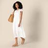 imageAmazon Essentials Womens RelaxedFit Cotton Sateen Crewneck Tiered Midi DressWhite