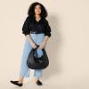 imageAmazon Essentials Womens RelaxedFit RuffleNeck Cotton Sateen LongSleeve Blouse Skirt Sold SeperatelyBlack