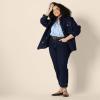imageAmazon Essentials Womens RelaxedFit RuffleNeck Cotton Sateen LongSleeve Blouse Skirt Sold SeperatelyBlue White Stripe