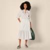 imageAmazon Essentials Womens RelaxedFit RuffleNeck Cotton Sateen LongSleeve Blouse Skirt Sold SeperatelyWhite