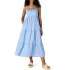 imageAmazon Essentials Womens RegularFit Empire Waisted Cotton Sateen Tiered Maxi DressBlue White Stripe