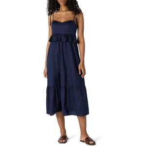 imageAmazon Essentials Womens RegularFit Cotton Sateen Empire Waist Midi Ruffle DressNavy