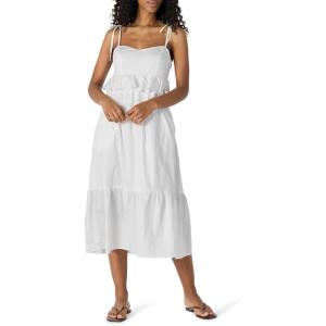 imageAmazon Essentials Womens RegularFit Cotton Sateen Empire Waist Midi Ruffle DressWhite