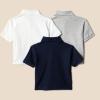 imageAmazon Essentials Boys and Toddlers Cotton Spandex Pique Polo Shirt Pack of 3Light Grey HeatherNavyWhite