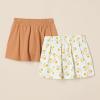 imageAmazon Essentials Girls Patch Pocket Skort Pack of 2Light CaramelGraphic Flower