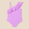 imageAmazon Essentials Girls and Toddlers Asymmetric Frill OnePiece SwimsuitBright Lavender