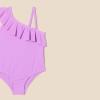 imageAmazon Essentials Girls and Toddlers Asymmetric Frill OnePiece SwimsuitBright Lavender