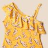imageAmazon Essentials Girls and Toddlers Asymmetric Frill OnePiece SwimsuitGolden Yellow Beige Leopard