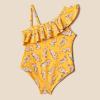 imageAmazon Essentials Girls and Toddlers Asymmetric Frill OnePiece SwimsuitGolden Yellow Beige Leopard