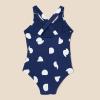 imageAmazon Essentials Girls and Toddlers CrossBack OnePiece SwimsuitDeep Blue Ivory Abstract Dots