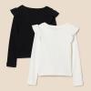 imageAmazon Essentials Girls and Toddlers Long Sleeve Ruffle TShirt Pack of 2BlackIvory