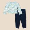 imageAmazon Essentials Girls and Toddlers Long Sleeve TShirt and Pull on Pants SetNavyFruit