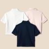 imageAmazon Essentials Toddlers and Baby Girls Cotton Spandex Polo Shirt Pack of 3Pale PinkNavyWhite