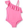 imageAmazon Essentials Girls and Toddlers Asymmetric Frill OnePiece SwimsuitHot Pink
