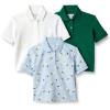 imageAmazon Essentials Toddlers and Baby Girls Cotton Spandex Polo Shirt Pack of 3Dark GreenWhiteLion and Pony