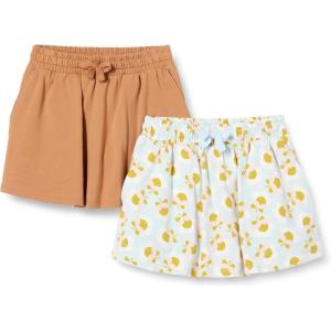 imageAmazon Essentials Girls Patch Pocket Skort Pack of 2Light CaramelGraphic Flower