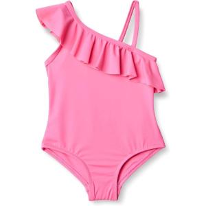 imageAmazon Essentials Girls and Toddlers Asymmetric Frill OnePiece SwimsuitHot Pink