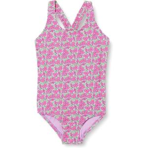 imageAmazon Essentials Girls and Toddlers CrossBack OnePiece SwimsuitLilac Hot Pink Posey Floral