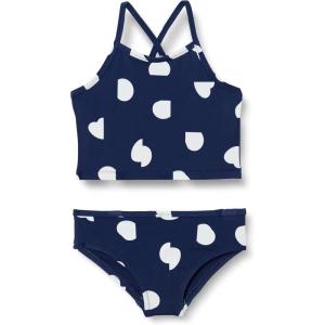 imageAmazon Essentials Girls and Toddlers Tankini SetDeep Blue Ivory Abstract Dots