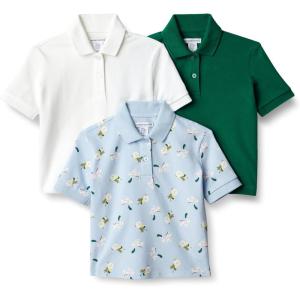 imageAmazon Essentials Toddlers and Baby Girls Cotton Spandex Polo Shirt Pack of 3Dark GreenWhiteLion and Pony