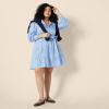 imageAmazon Essentials Womens RegularFit Cotton Sateen Tiered Shirt DressBlue White Stripe
