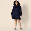 imageAmazon Essentials Womens RegularFit Cotton Sateen Tiered Shirt DressNavy