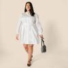 imageAmazon Essentials Womens RegularFit Cotton Sateen Tiered Shirt DressWhite
