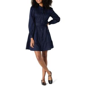 imageAmazon Essentials Womens RegularFit Cotton Sateen Tiered Shirt DressNavy