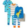 imageAmazon Essentials Babies Toddlers and Boys Snugfit Cotton Pajamas Sleepwear Sets Previously Spotted Zebra MultipacksMulticolorDinosaurStripe