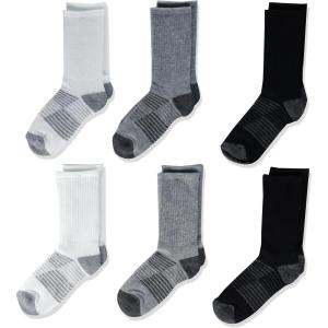 imageAmazon Essentials Unisex Kids and Toddlers Cushioned Athletic Crew Socks 6 PairsBlackWhiteGrey