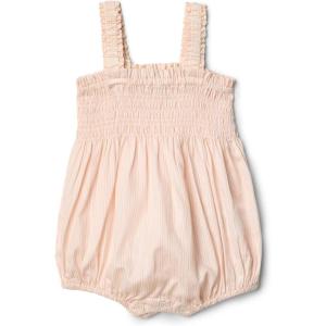 imageAmazon Essentials x Sofia Grainge Baby Girls Woven Sleeveless RomperPeach Classic Stripe