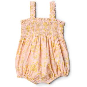 imageAmazon Essentials x Sofia Grainge Baby Girls Woven Sleeveless RomperShell Pink Ornate Paisley
