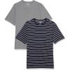Grey Heather/Navy Stripe