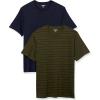 imageAmazon Essentials Mens Cotton RegularFit ShortSleeve Crewneck TShirt Pack of 2NavyOlive Stripe