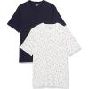 imageAmazon Essentials Mens Cotton RegularFit ShortSleeve Crewneck TShirt Pack of 2NavyWhite Boat Print