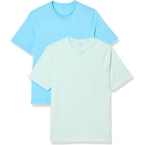imageAmazon Essentials Mens Cotton RegularFit ShortSleeve Crewneck TShirt Pack of 2Aqua BlueLight Blue