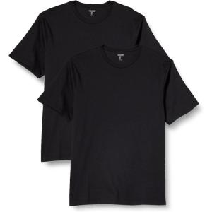 imageAmazon Essentials Mens Cotton RegularFit ShortSleeve Crewneck TShirt Pack of 2Black