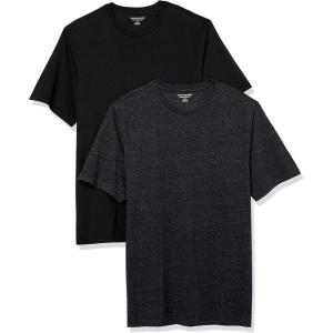 imageAmazon Essentials Mens Cotton RegularFit ShortSleeve Crewneck TShirt Pack of 2BlackCharcoal Heather