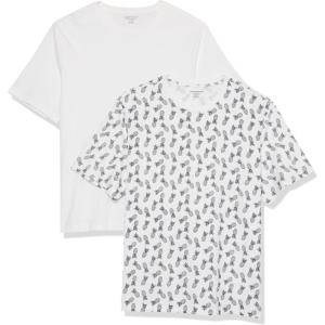 imageAmazon Essentials Mens Cotton RegularFit ShortSleeve Crewneck TShirt Pack of 2Bright WhiteWhite Pineapple Print