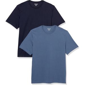 imageAmazon Essentials Mens Cotton RegularFit ShortSleeve Crewneck TShirt Pack of 2Dark BlueNavy