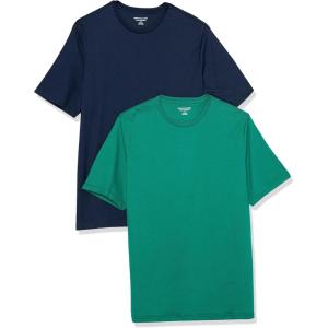 imageAmazon Essentials Mens Cotton RegularFit ShortSleeve Crewneck TShirt Pack of 2GreenNavy