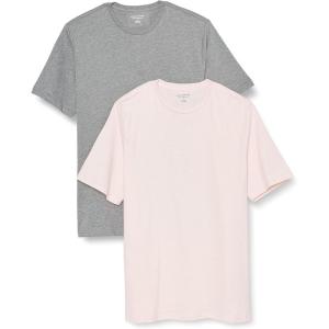 imageAmazon Essentials Mens Cotton RegularFit ShortSleeve Crewneck TShirt Pack of 2Grey HeatherPale Pink