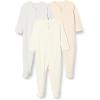 imageAmazon Essentials Unisex Babies Footed Sleep and Play Pack of 3IvoryPale PinkDove Grey